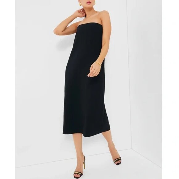 NWT Tuckernuck Strapless Noir Crepe Marin Dress, Black, Size Medium - Picture 1 of 11